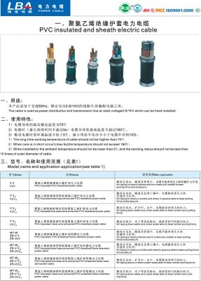 聚氯乙烯絕緣和護套電力電纜